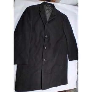 Chaps Wool Blend Overcoat Trench Top Coat Black Size XXL 48R Classic Timeless